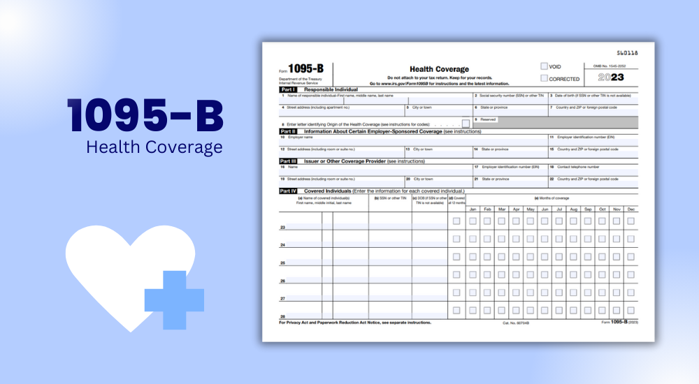 The blank sample of IRS Form 1095-B for 2023